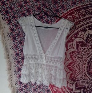 White lacy sheer shirt 🌻